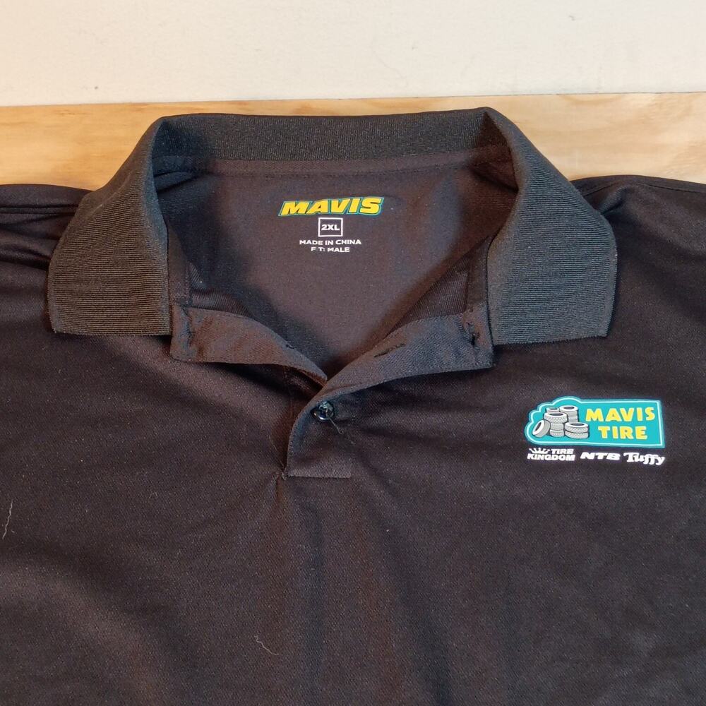 Mavis Tire Work Uniform Polo Shirt Mens 2XL Black Long Sleeve